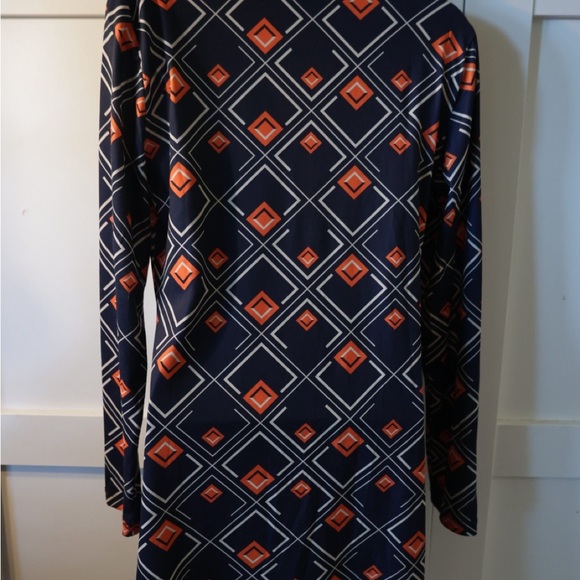 Navy and Orange Geometric Long Sleeve Dress Zara Morocco Blue and orange - Picture 5 of 7